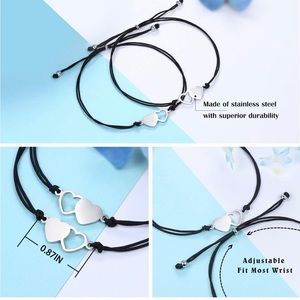 UNGENT THEM 2Pcs Matching Heart Distance Bracelets Friendship Gift for Sisters
